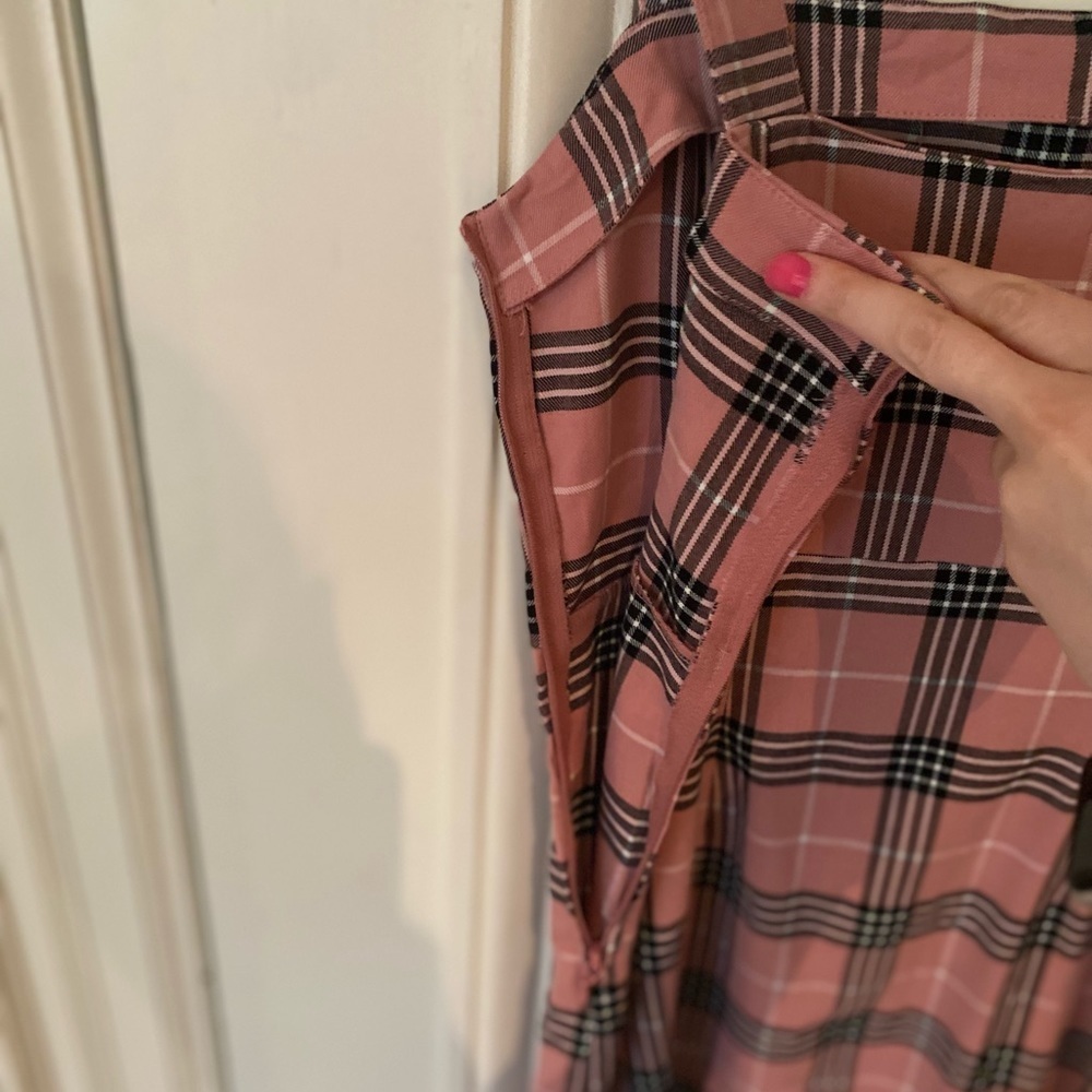 Pink Plaid Checkered Mini Dress size 4 Summer Vacation Burberry-Inspired Print - Picture 8 of 9